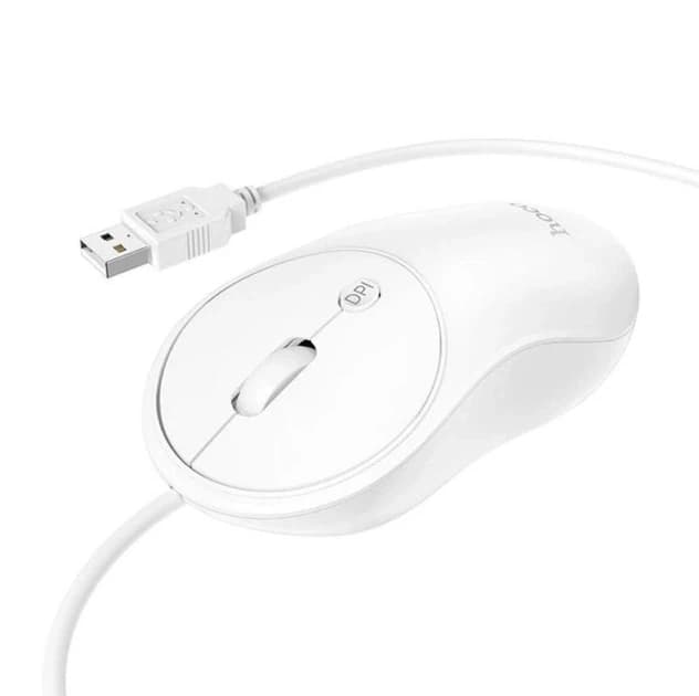 Дротова комп'ютерна миша USB Plug & Play Hoco GMI3 біла thumbnail 3