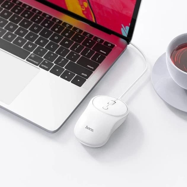 Дротова комп'ютерна миша USB Plug & Play Hoco GMI3 біла thumbnail 5