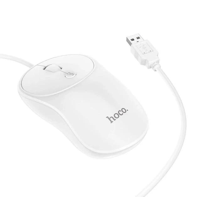 Дротова комп'ютерна миша USB Plug & Play Hoco GMI3 біла thumbnail 2