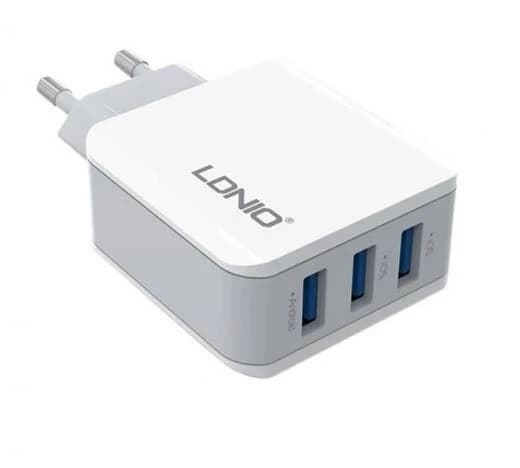 Зарядний пристрій для телефону, смартфона на 3USB + кабель MicroUSB Android LDNIO A3301 |3USB, 3.1 A| Білий thumbnail 2