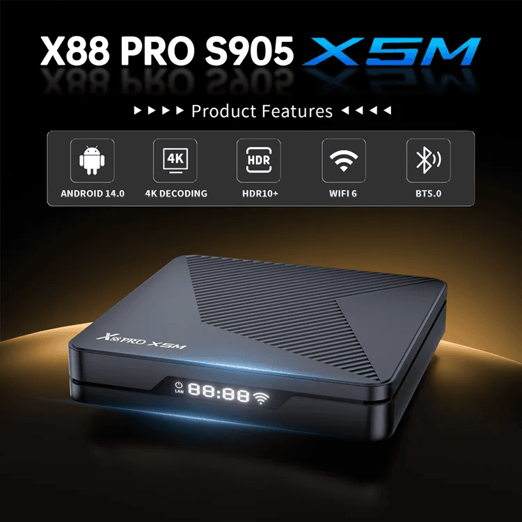 Смарт приставка X88 PRO X5M (2/16GB, 8-ядерний Amlogic S905X5M, Android 14, Wi-Fi 2.4/5G, 8K UHD, Bluetooth, HDMI, Google Play thumbnail 4