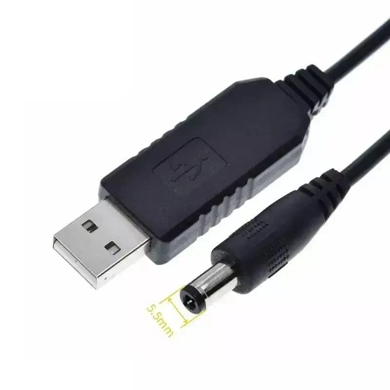 Кабель шнур 5v на 12v з перетворювачем для роутера DC 5.5 х 2.1 від павербанка usb