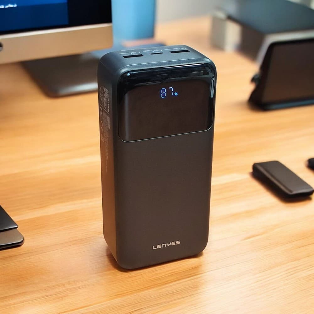 Зовнішній акумулятор Power bank LENYES PX342D 30000 mAh, PD22,5W + швидке заряджання акумулятор зарядка Чорний